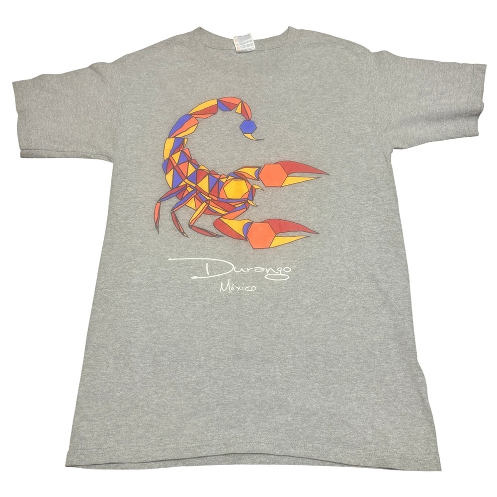 Yazbek Mens Durango Mexico Scorpion Graphic T-Shirt Small Gray Short Sleeve